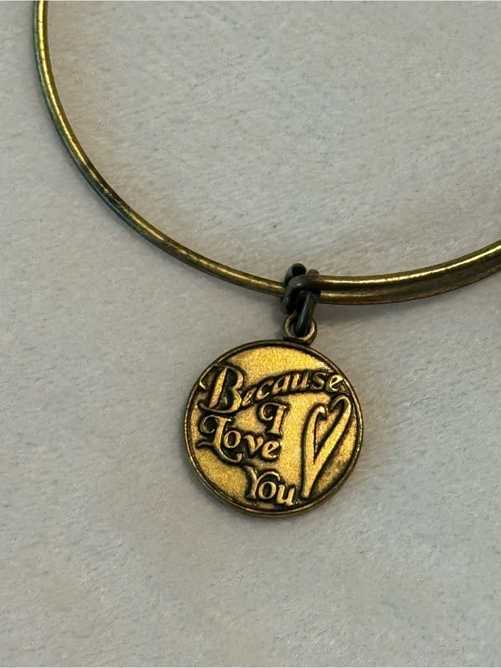 Alex and Ani 2014 Becasue I Love You Charm Bangle Bracelet Rafaelian Gold